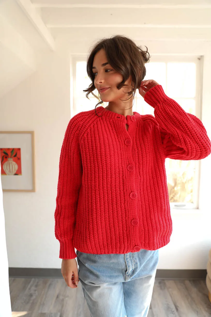 Rae: Red Balloon Knit Sweater