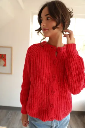 Rae: Red Balloon Knit Sweater