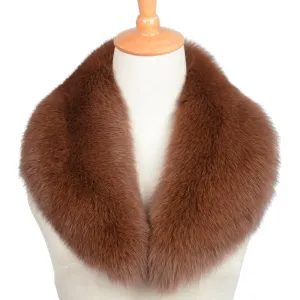 Real Fox Fur Solid Jacket Coat Shawls Warm Dark Camel Collar