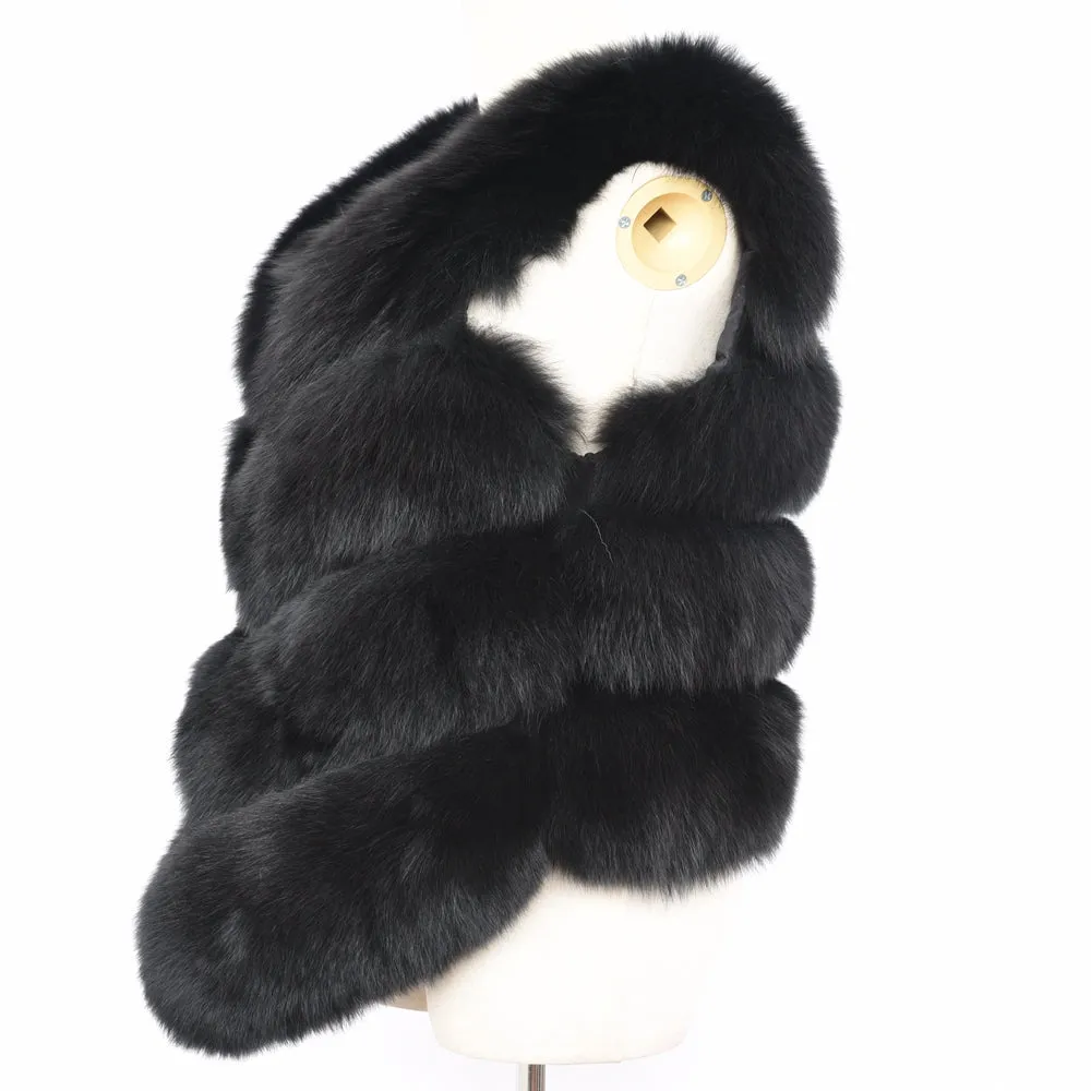 Real Fox Fur Vest 4 Rows Women's Winter Dark Grey Genuine Fur Gilet