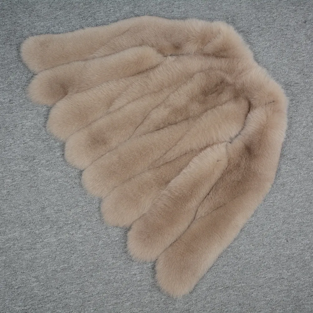Real Fox Fur Vest For Women Autumn Winter Thick Warm Gilet Camel Waistcoat