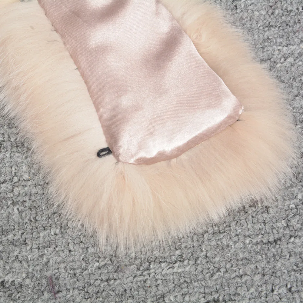 Real Fox Fur Winter Spring Neck Shawl Beige Collar