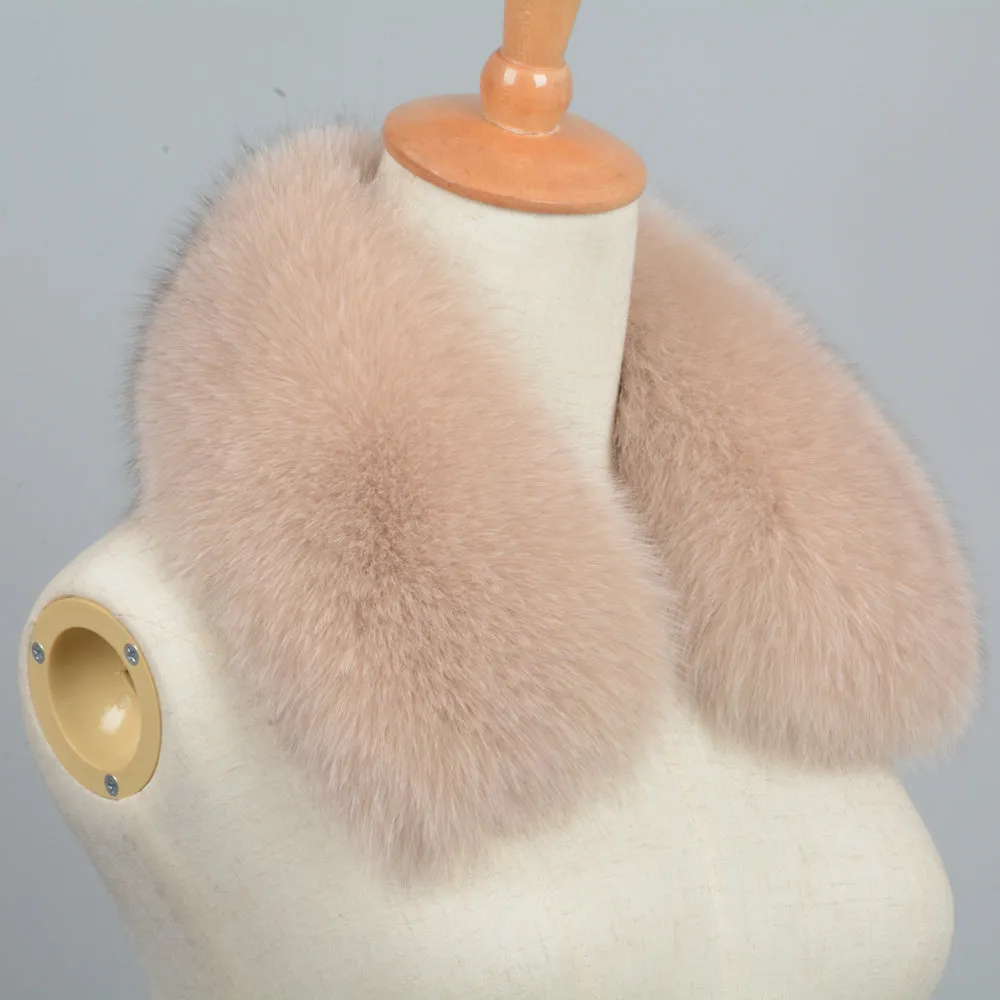 Real Fox Fur Winter Spring Neck Shawl Beige Collar