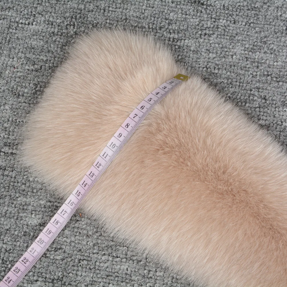 Real Fox Fur Winter Spring Neck Shawl Beige Collar