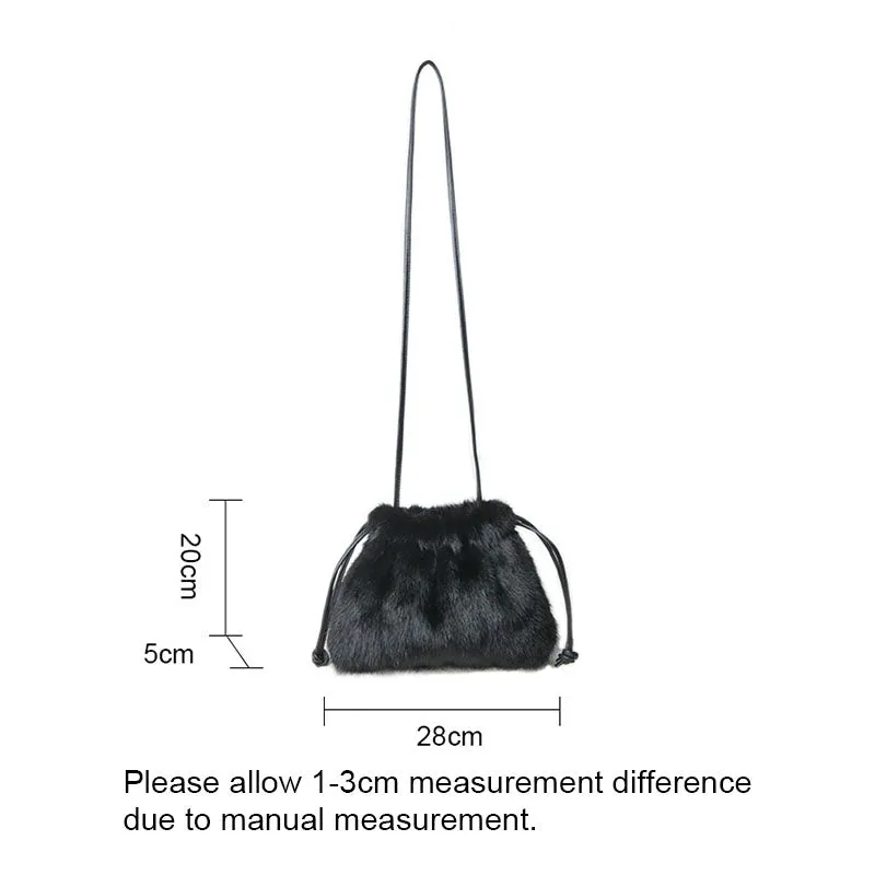 Real Mink Fur Handbags 2022 New Style Luxury 100% Mink Fur Bags Lady Cross Bags Shoulder Bag 8817
