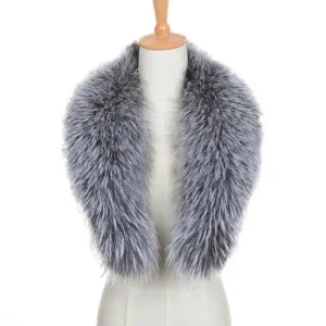 Real Silver Fox Fur 80cm/90cm/100cm Collar Trim Women Men Warm Scarf