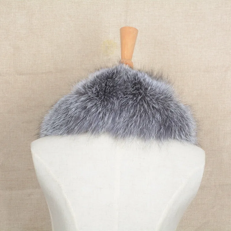 Real Silver Fox Fur 80cm/90cm/100cm Collar Trim Women Men Warm Scarf