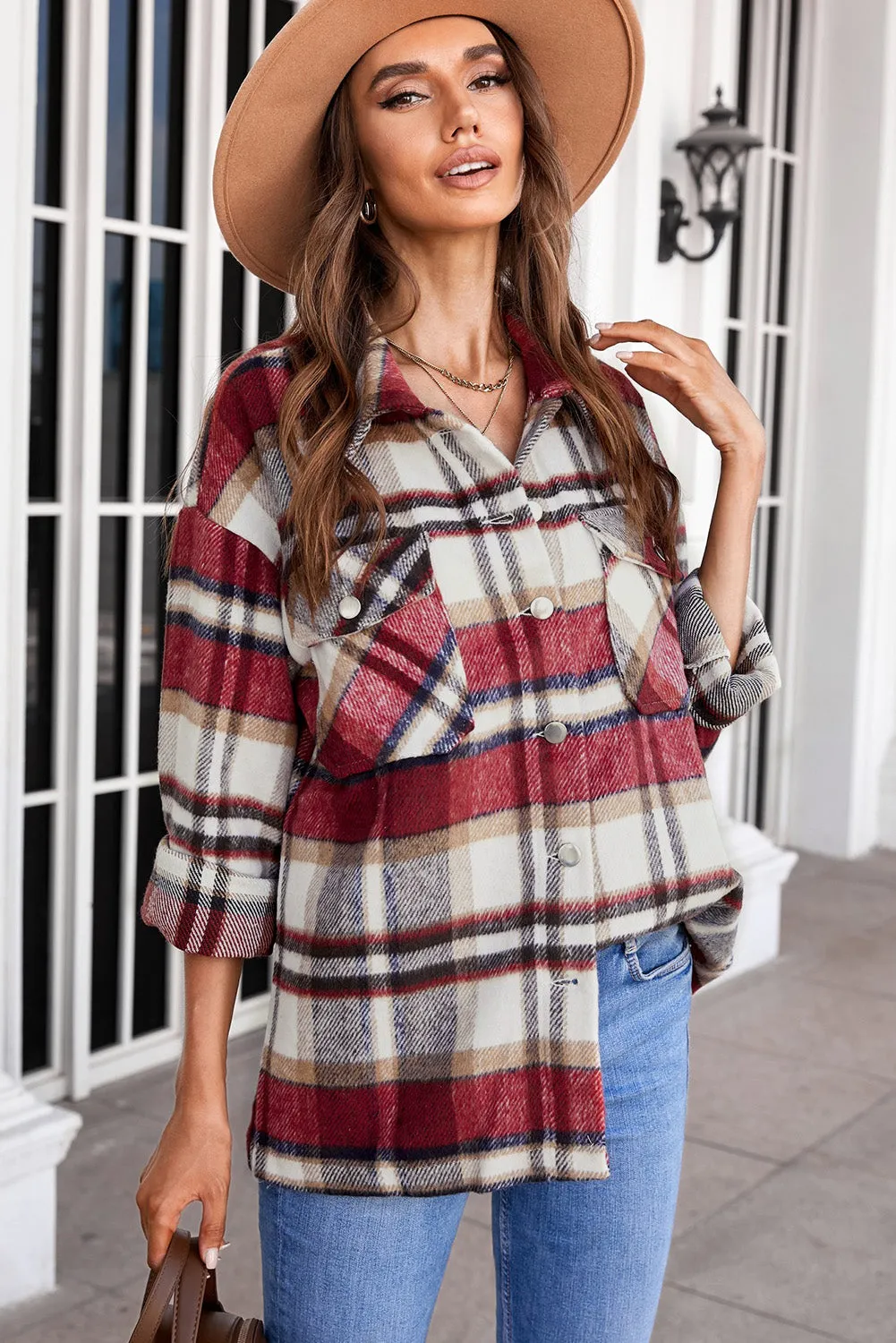 Red Plaid Shirt Shacket