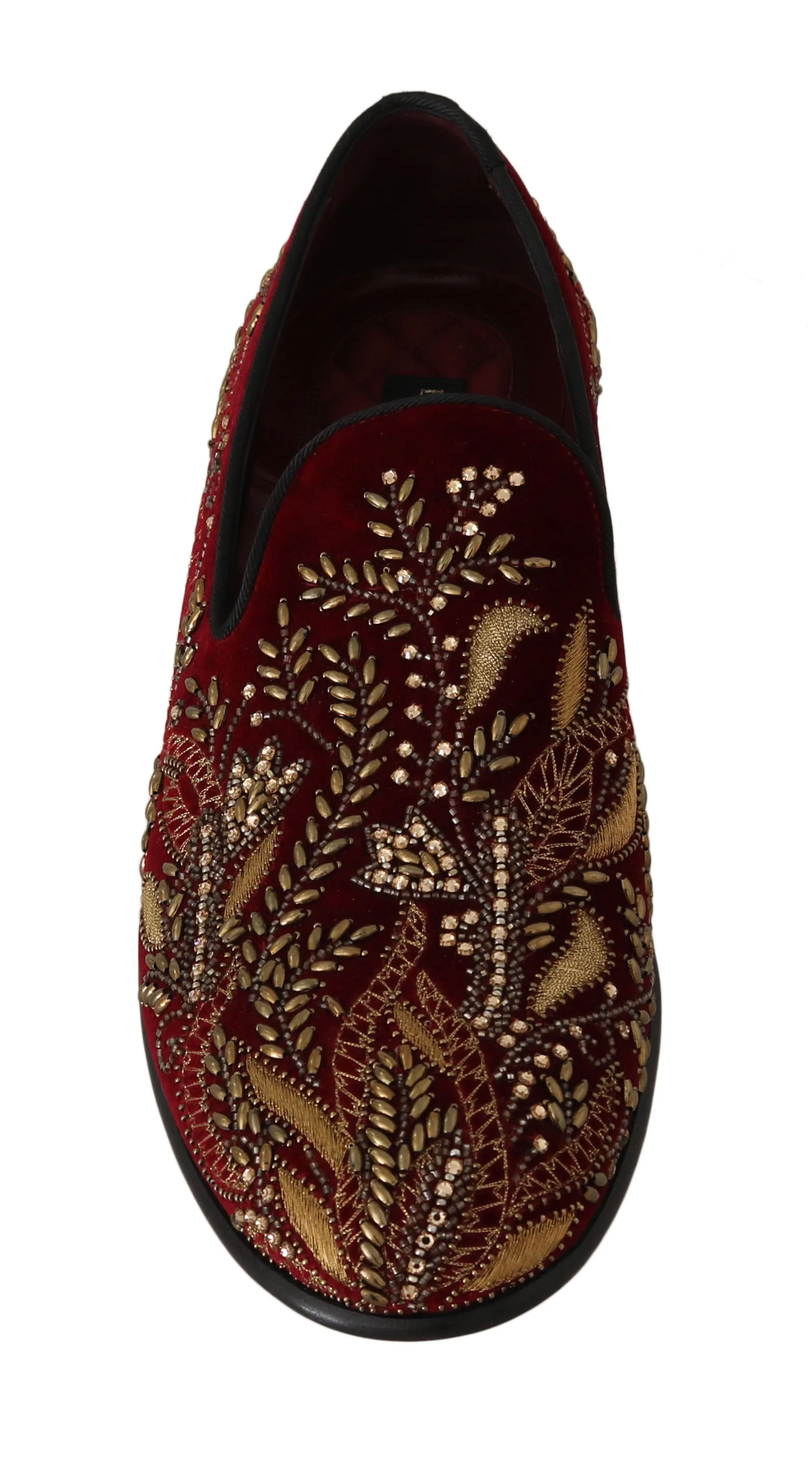 Red Velvet Crystal Sequined Loafers