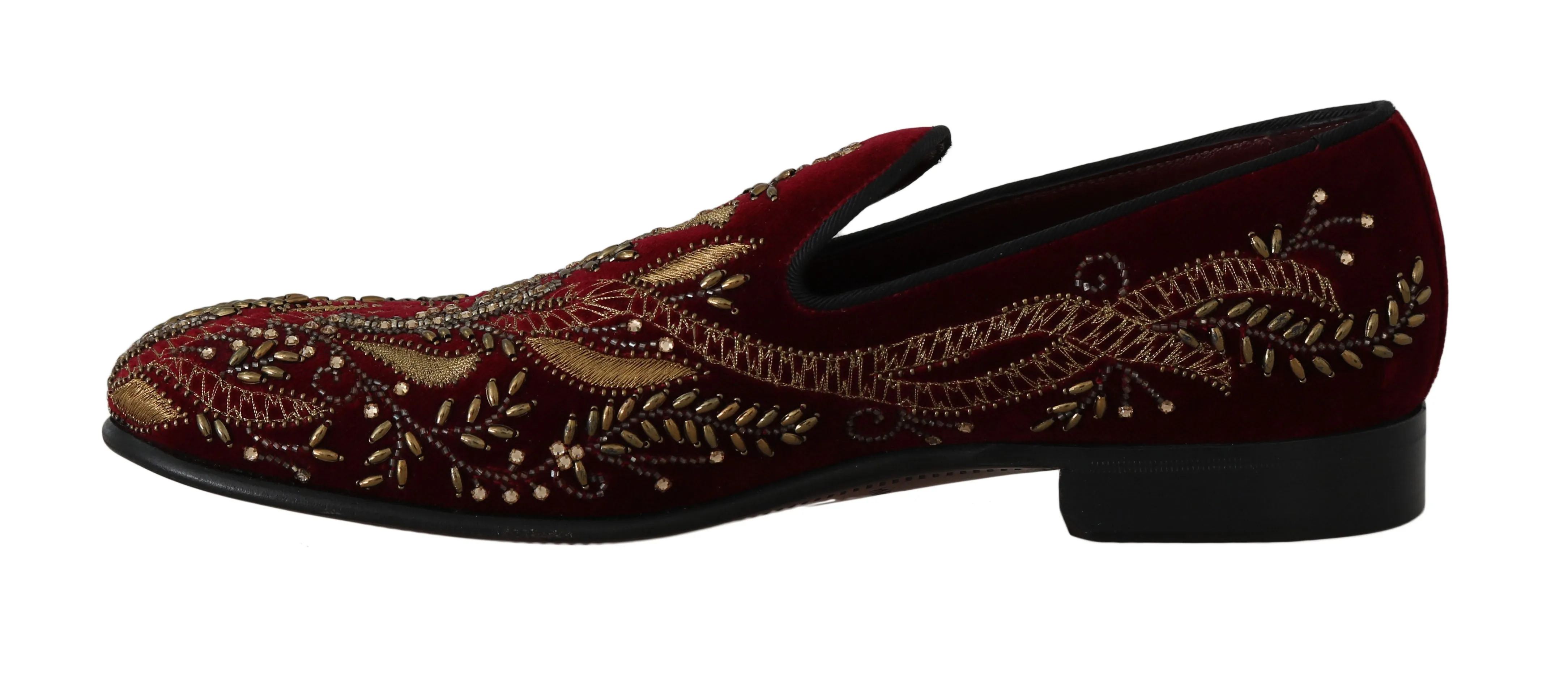 Red Velvet Crystal Sequined Loafers