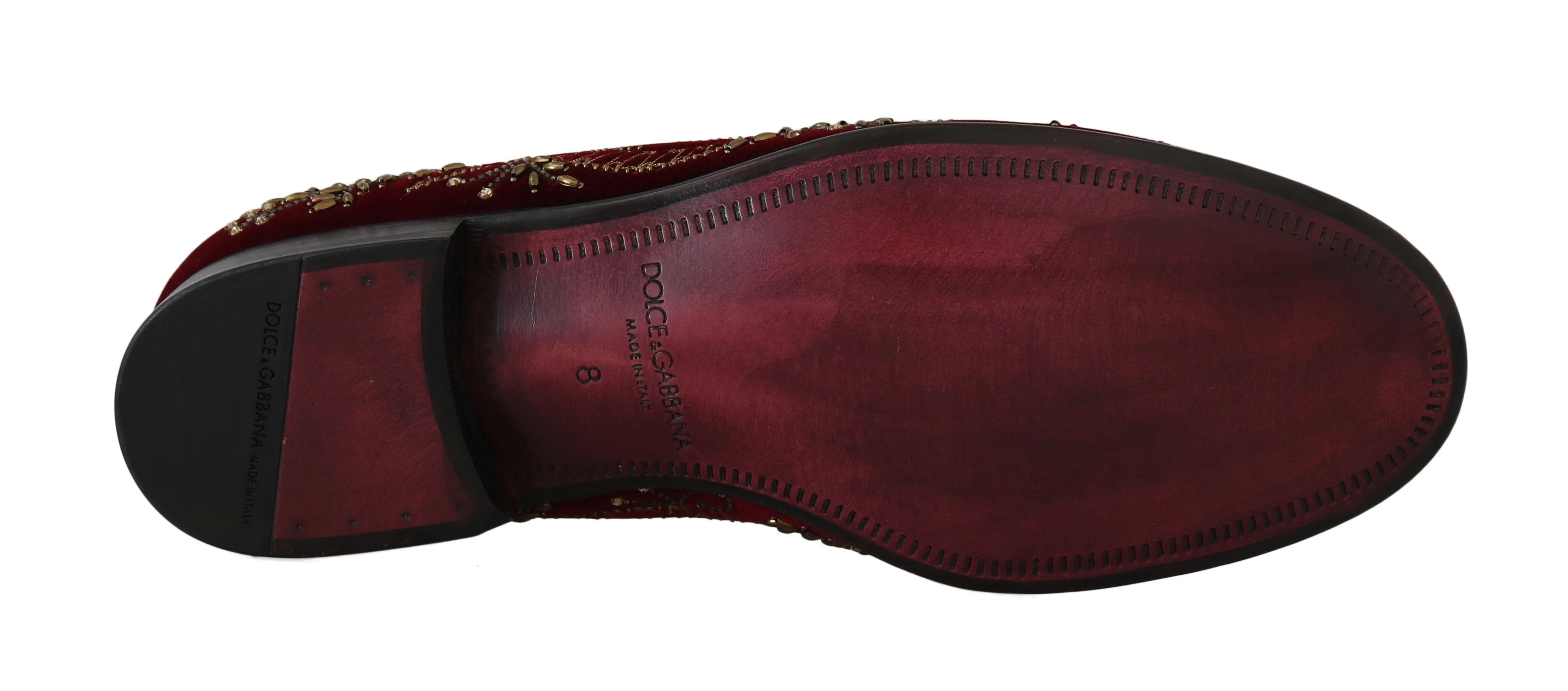 Red Velvet Crystal Sequined Loafers