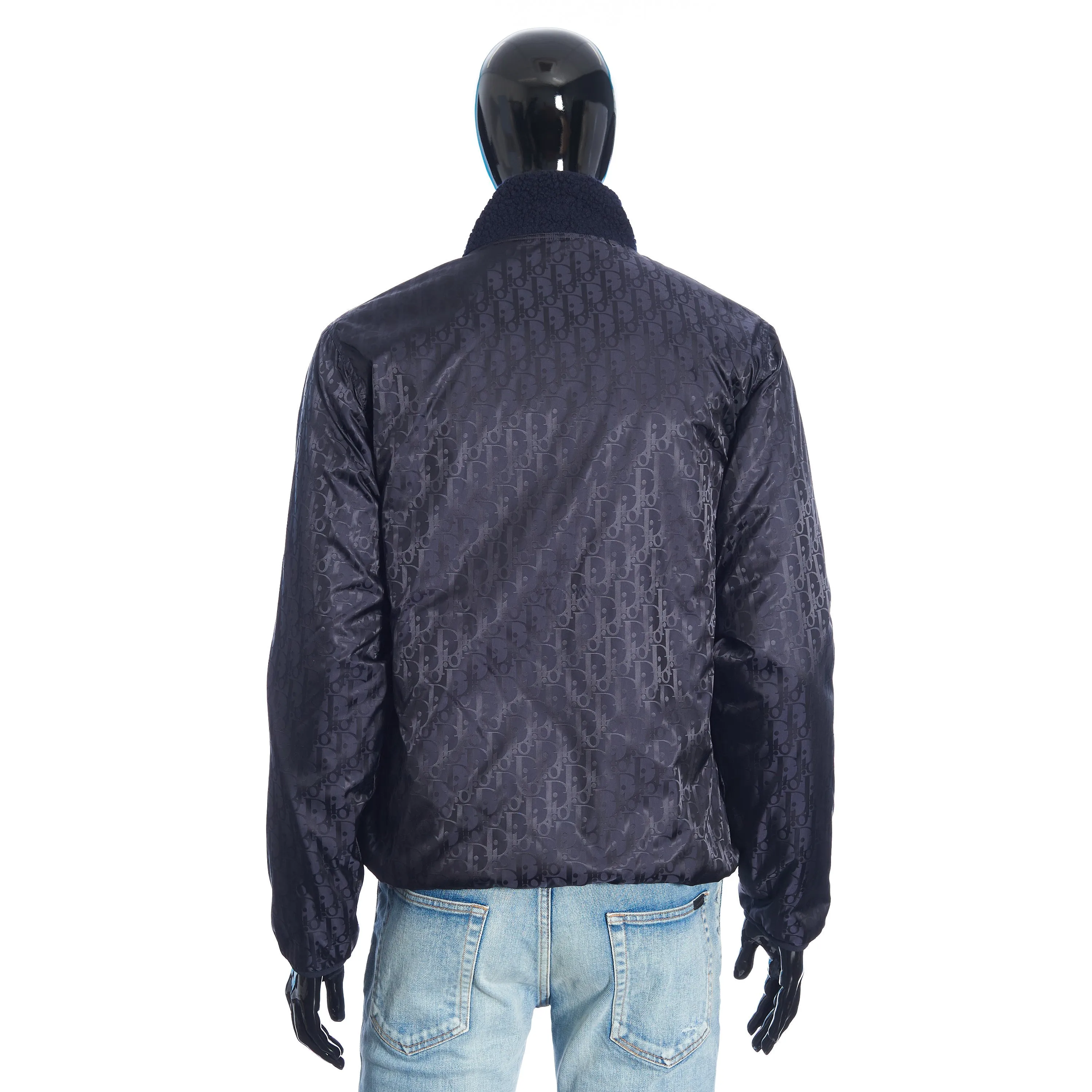 Reversible Dior Oblique Blouson In Navy Blue Wool Fleece & Technical Fabric