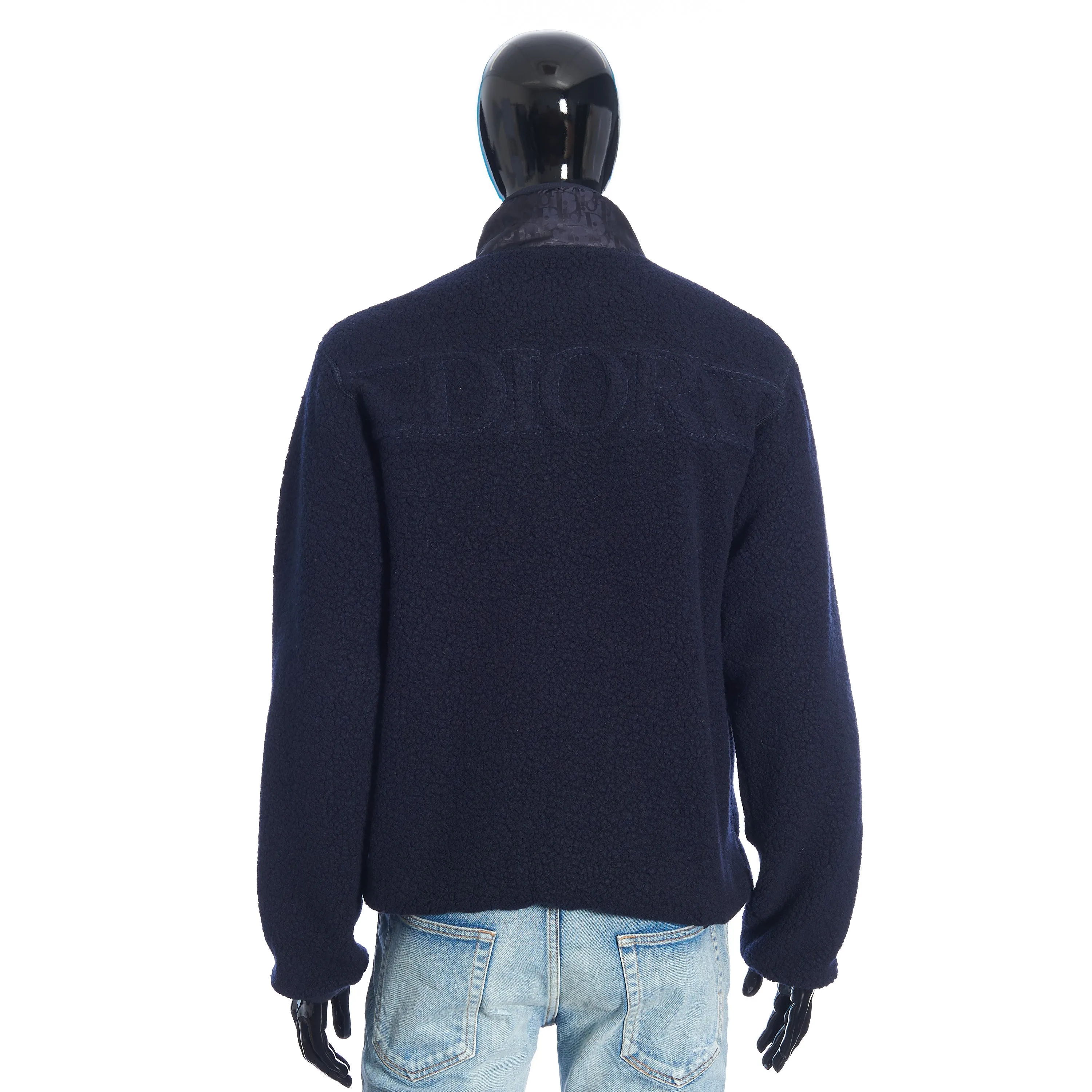 Reversible Dior Oblique Blouson In Navy Blue Wool Fleece & Technical Fabric