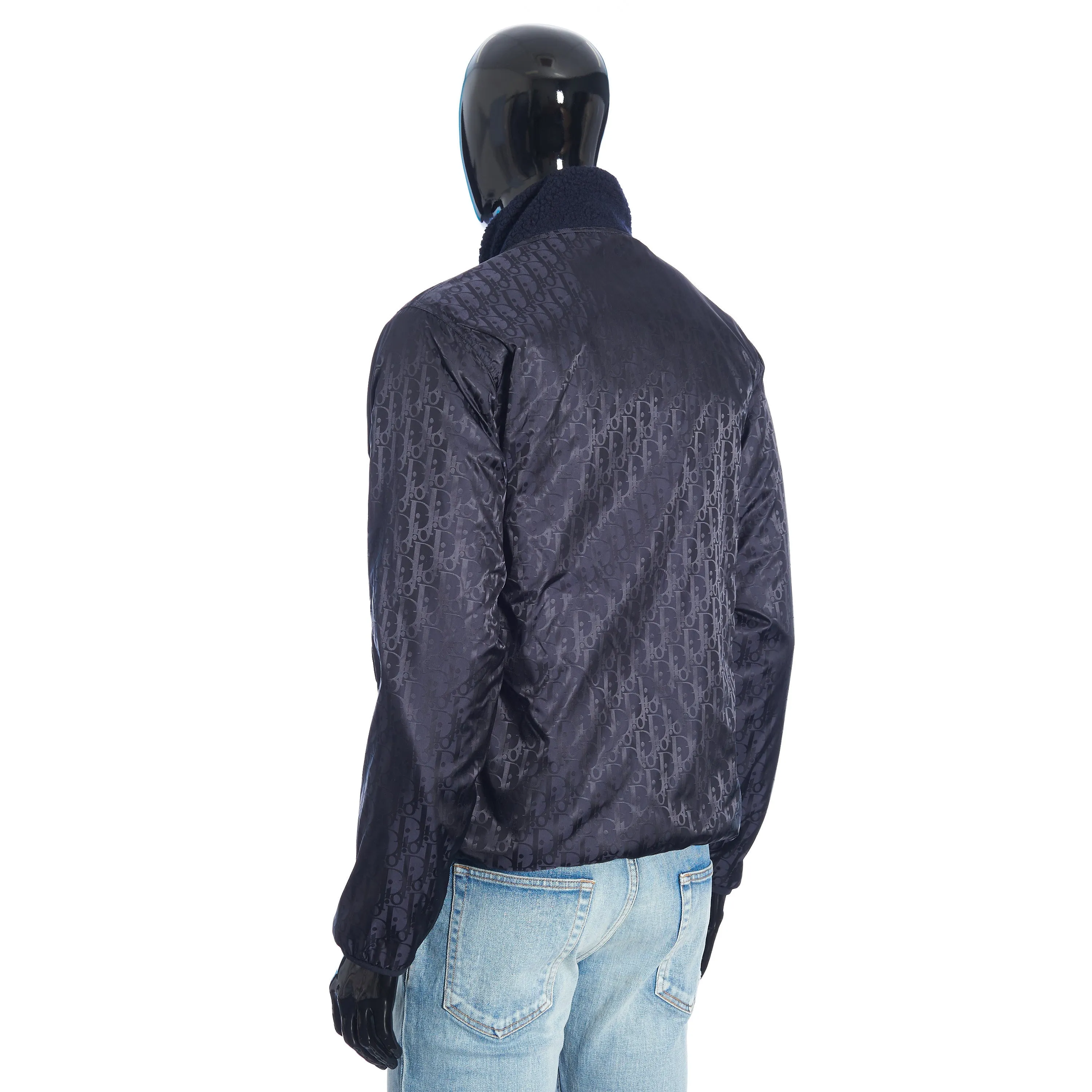 Reversible Dior Oblique Blouson In Navy Blue Wool Fleece & Technical Fabric