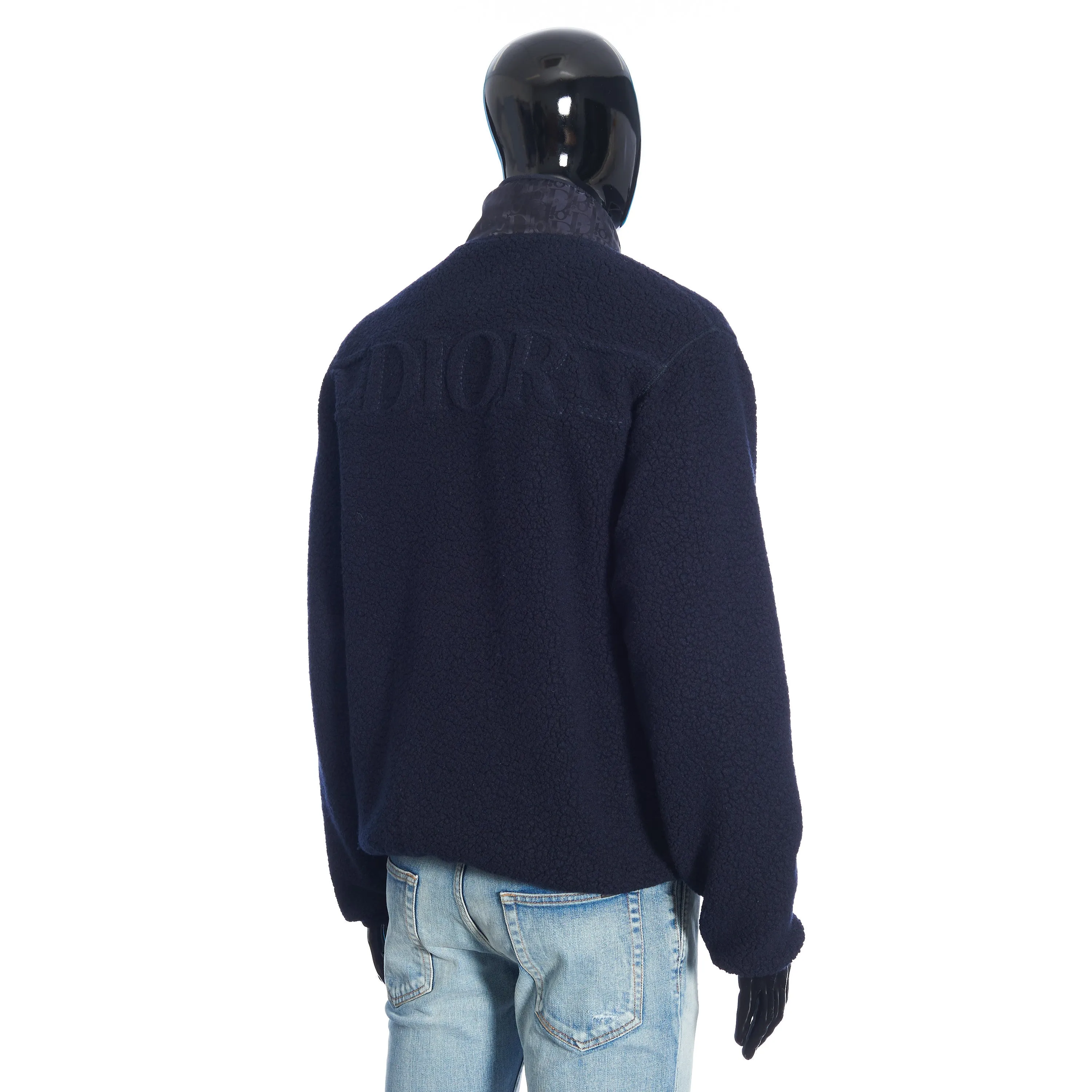 Reversible Dior Oblique Blouson In Navy Blue Wool Fleece & Technical Fabric