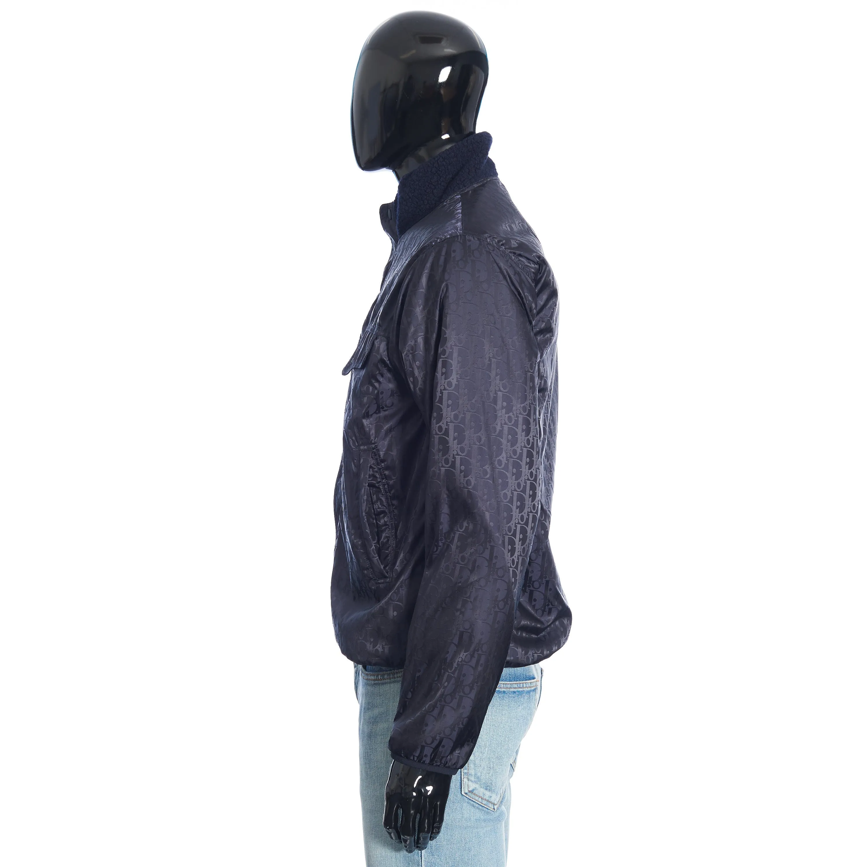 Reversible Dior Oblique Blouson In Navy Blue Wool Fleece & Technical Fabric