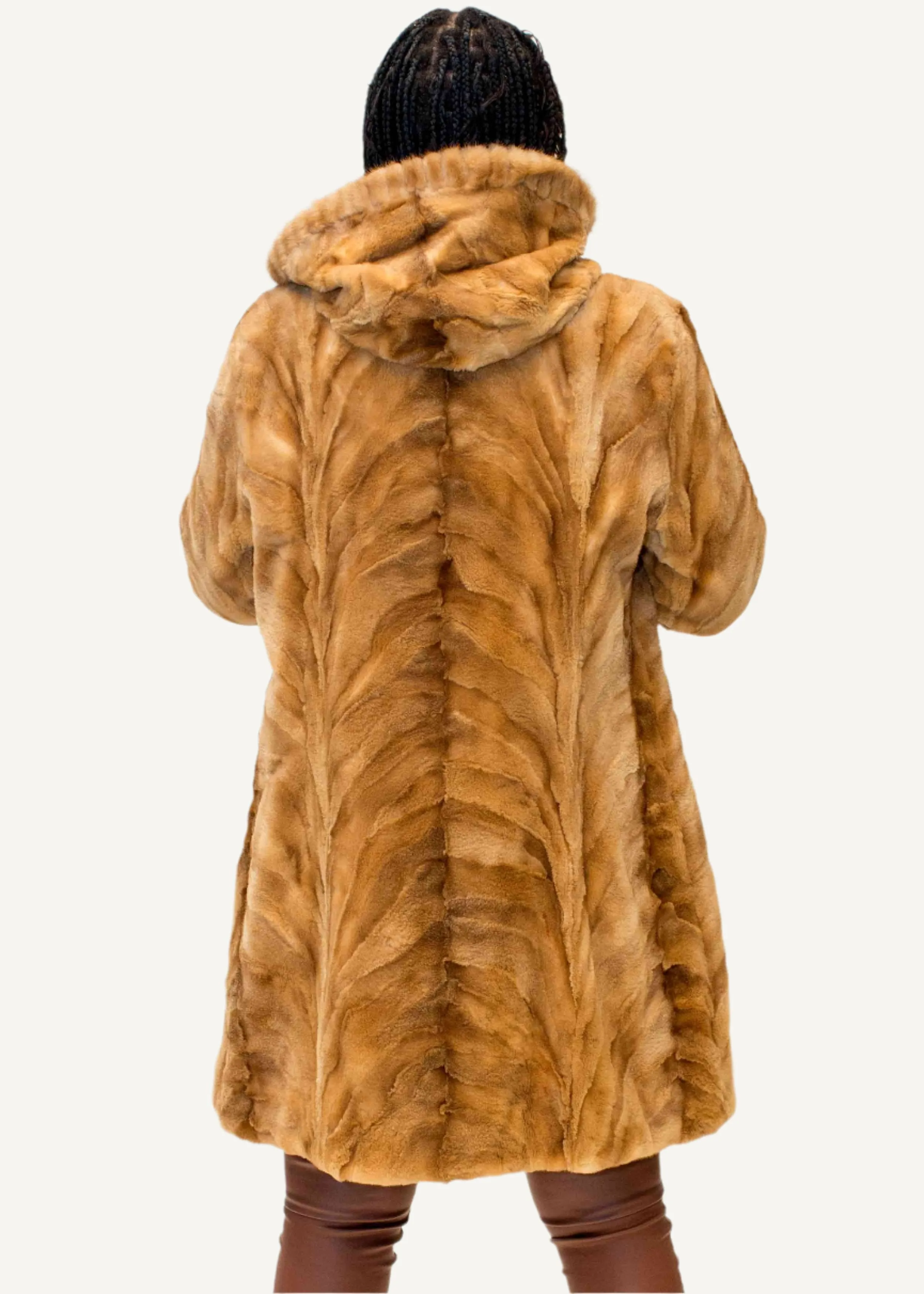 Reversible Sheared Mink Fur Stroller with Hood