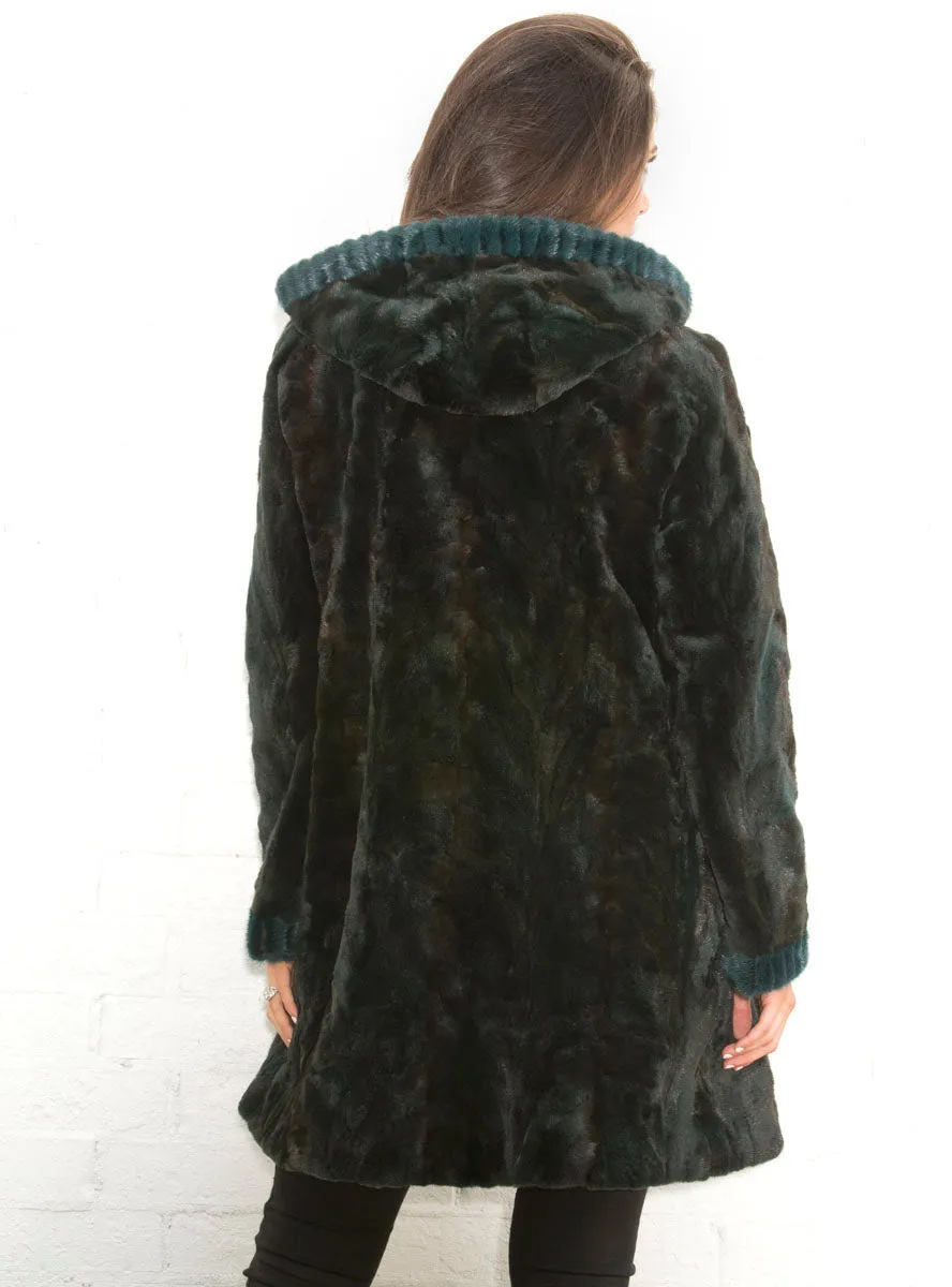 Reversible Sheared Mink Fur Stroller with Hood