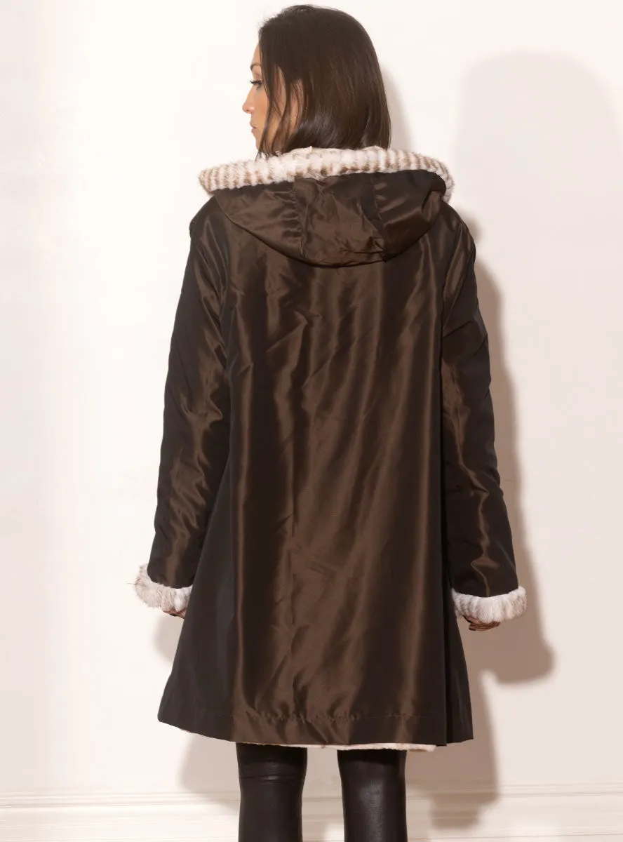 Reversible Sheared Mink Fur Stroller with Hood