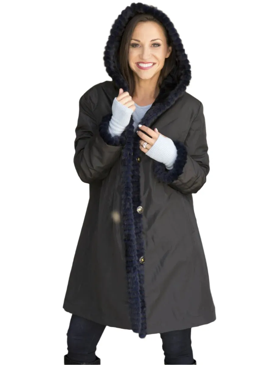 Reversible Sheared Mink Fur Stroller with Hood