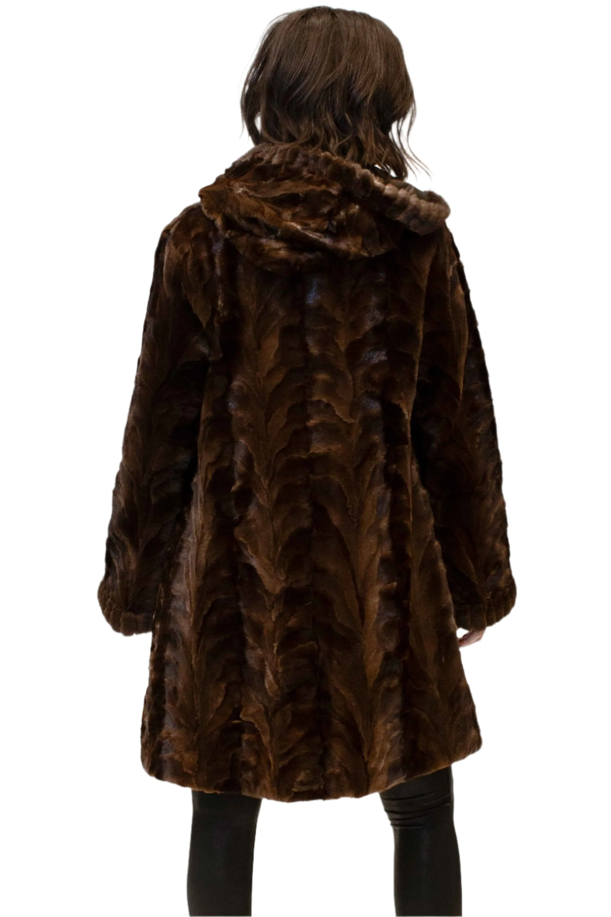 Reversible Sheared Mink Fur Stroller with Hood
