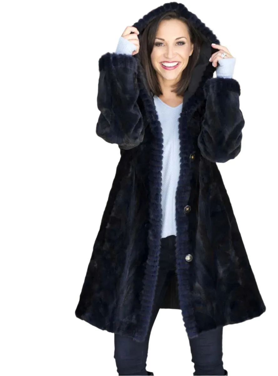 Reversible Sheared Mink Fur Stroller with Hood