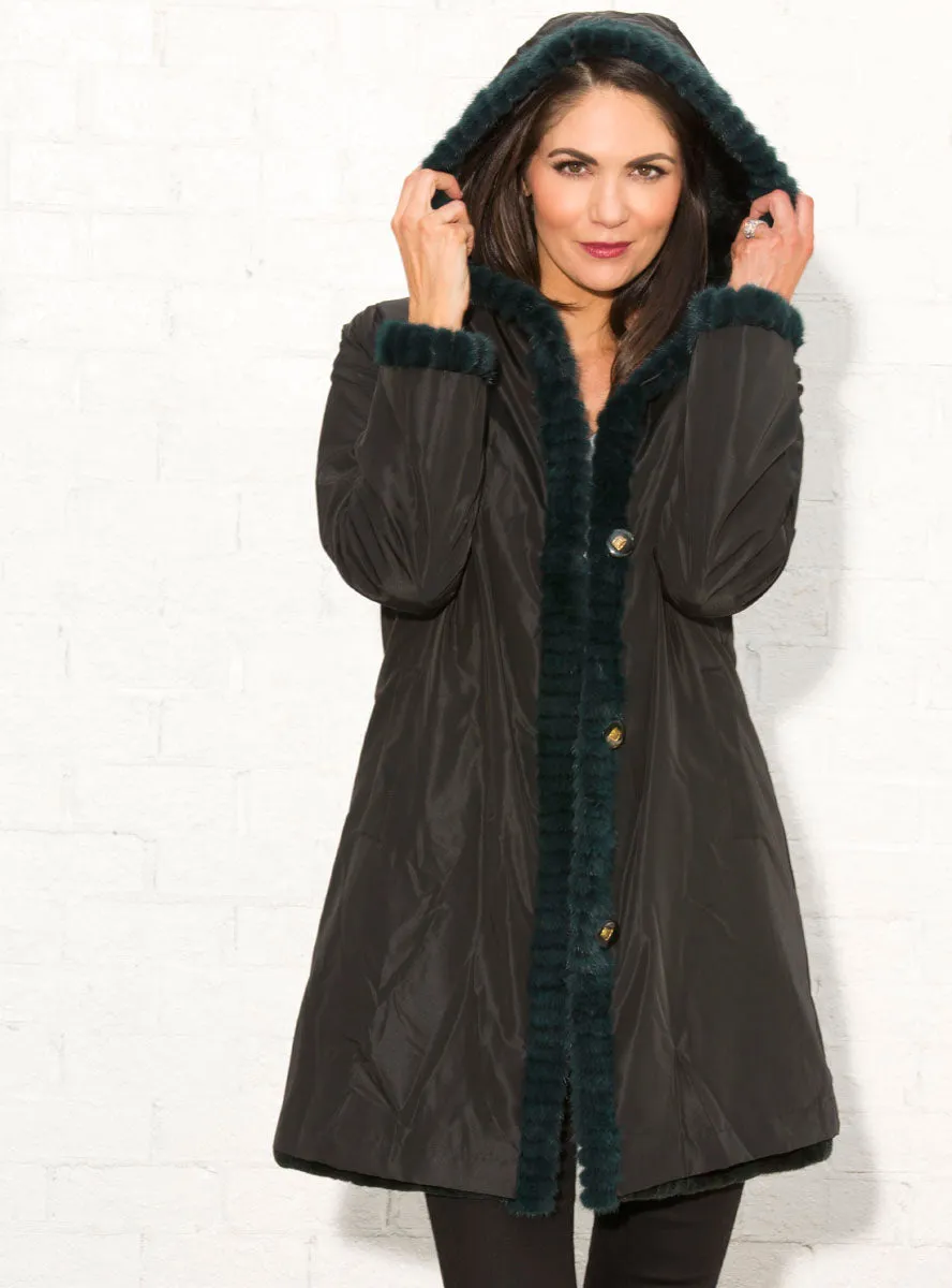 Reversible Sheared Mink Fur Stroller with Hood