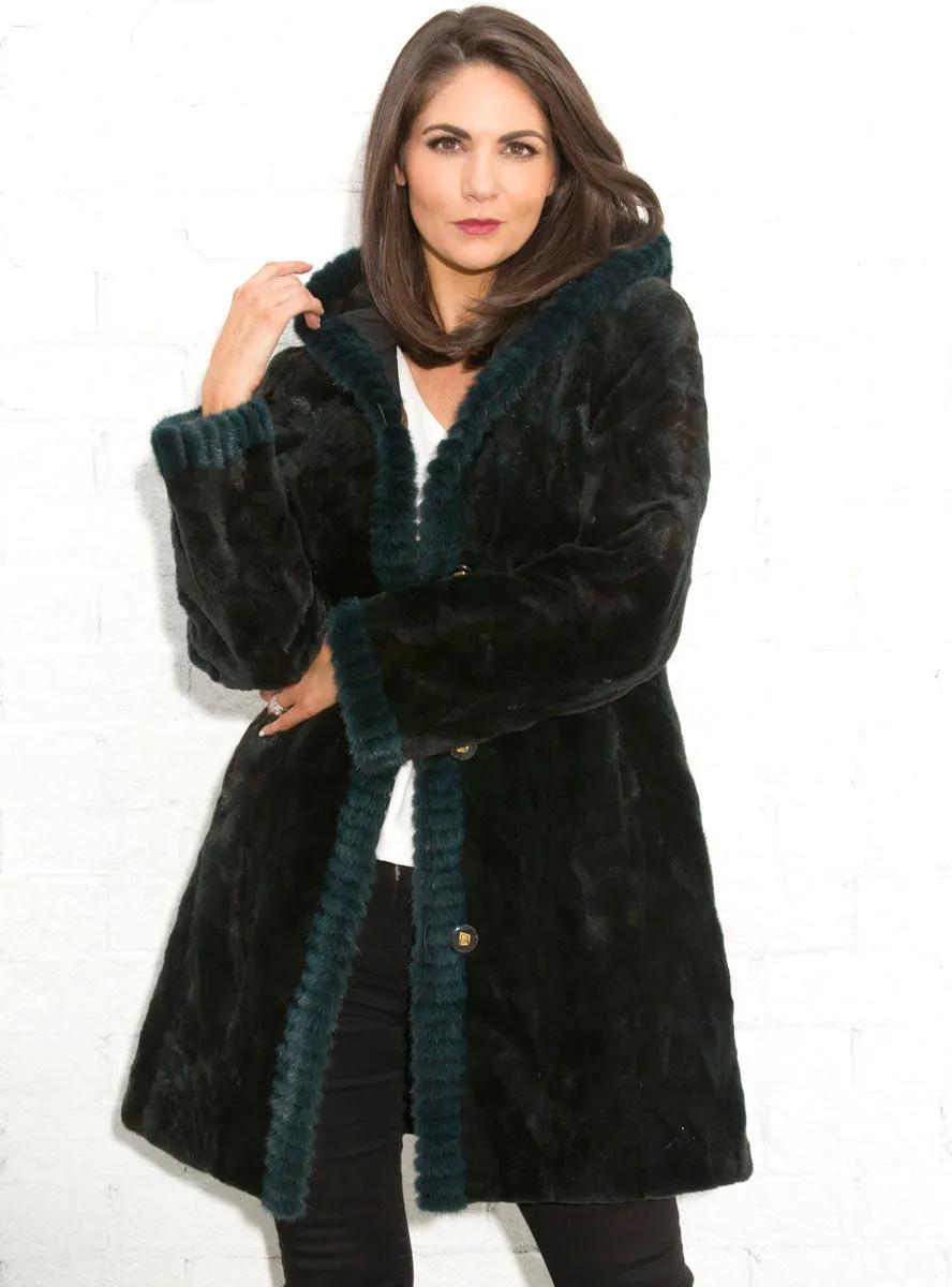 Reversible Sheared Mink Fur Stroller with Hood