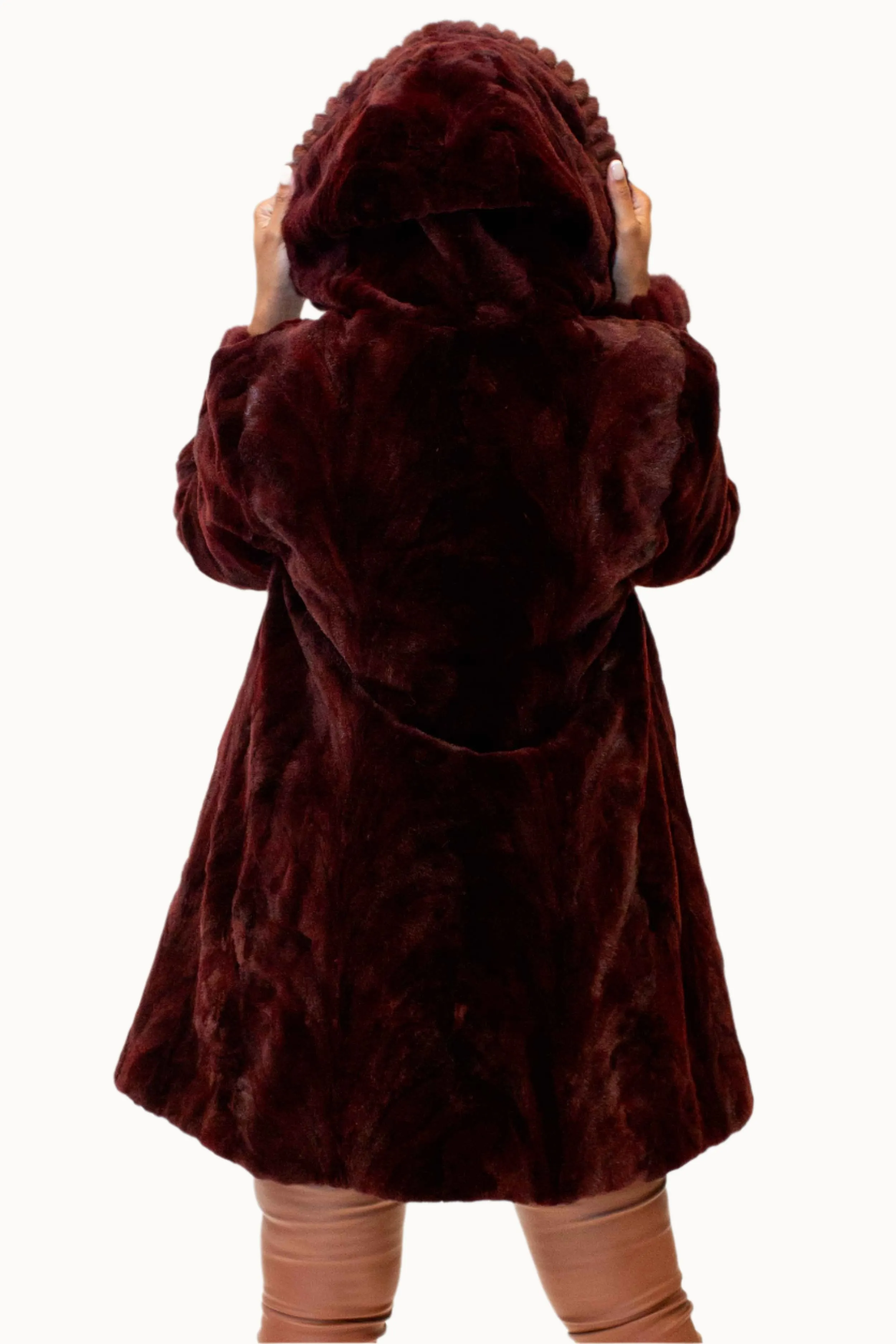 Reversible Sheared Mink Fur Stroller with Hood