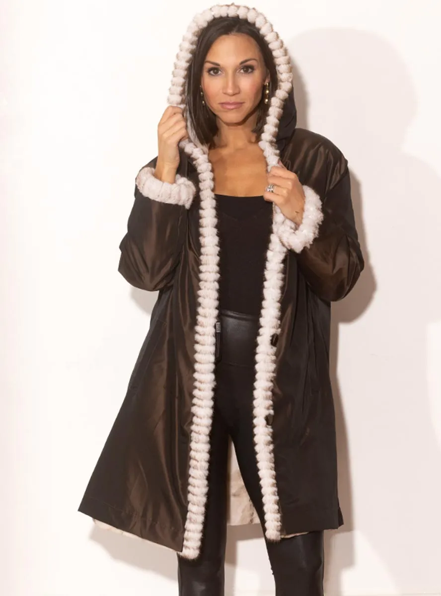 Reversible Sheared Mink Fur Stroller with Hood