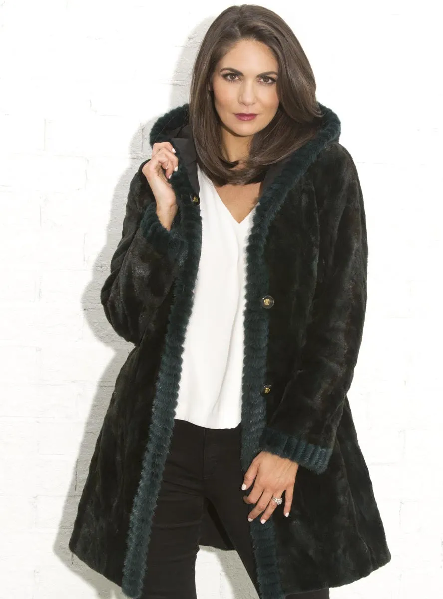 Reversible Sheared Mink Fur Stroller with Hood