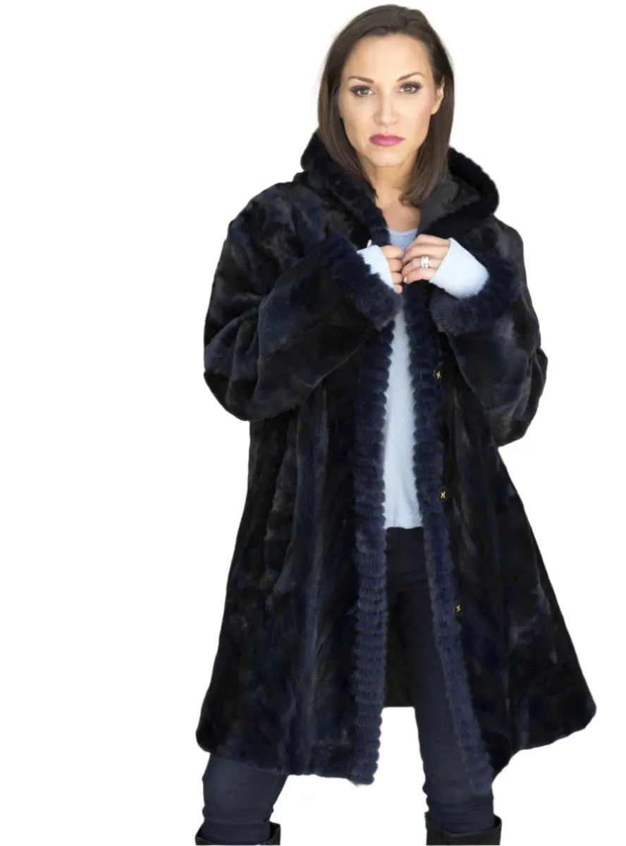 Reversible Sheared Mink Fur Stroller with Hood