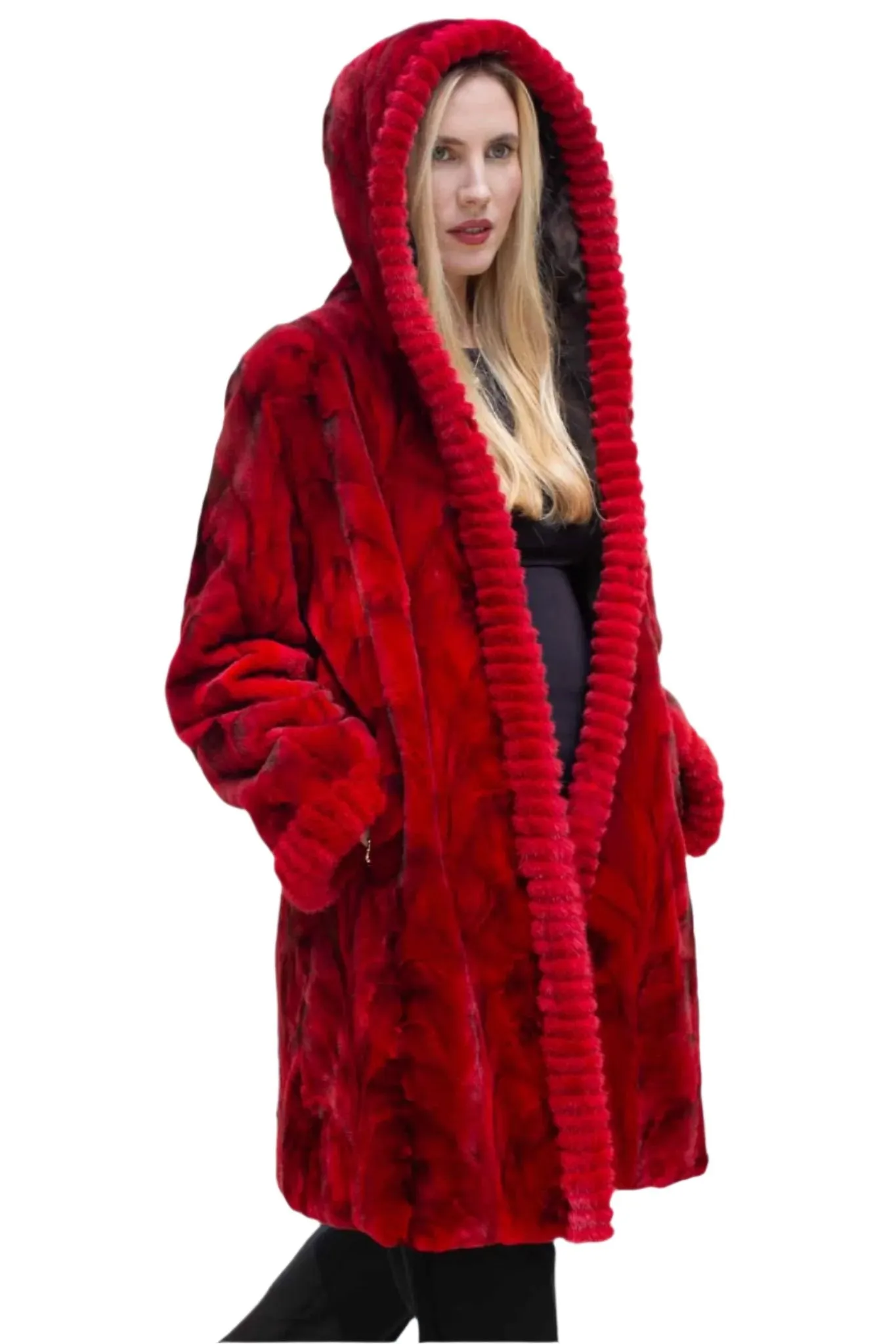 Reversible Sheared Mink Fur Stroller with Hood
