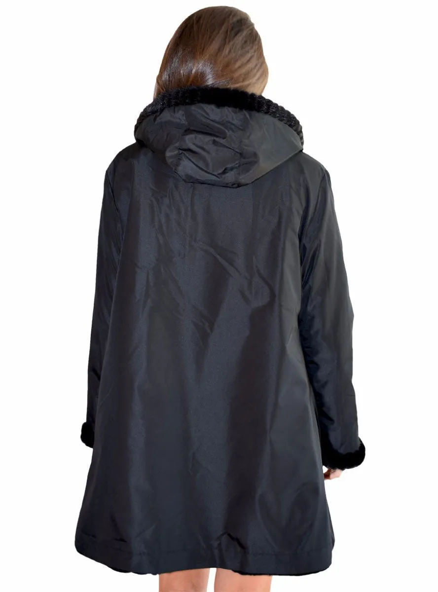 Reversible Sheared Mink Fur Stroller with Hood