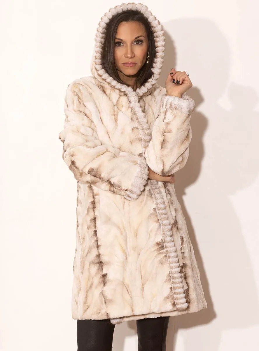 Reversible Sheared Mink Fur Stroller with Hood