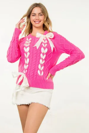 Ribbon Knit Sweater (Pink)