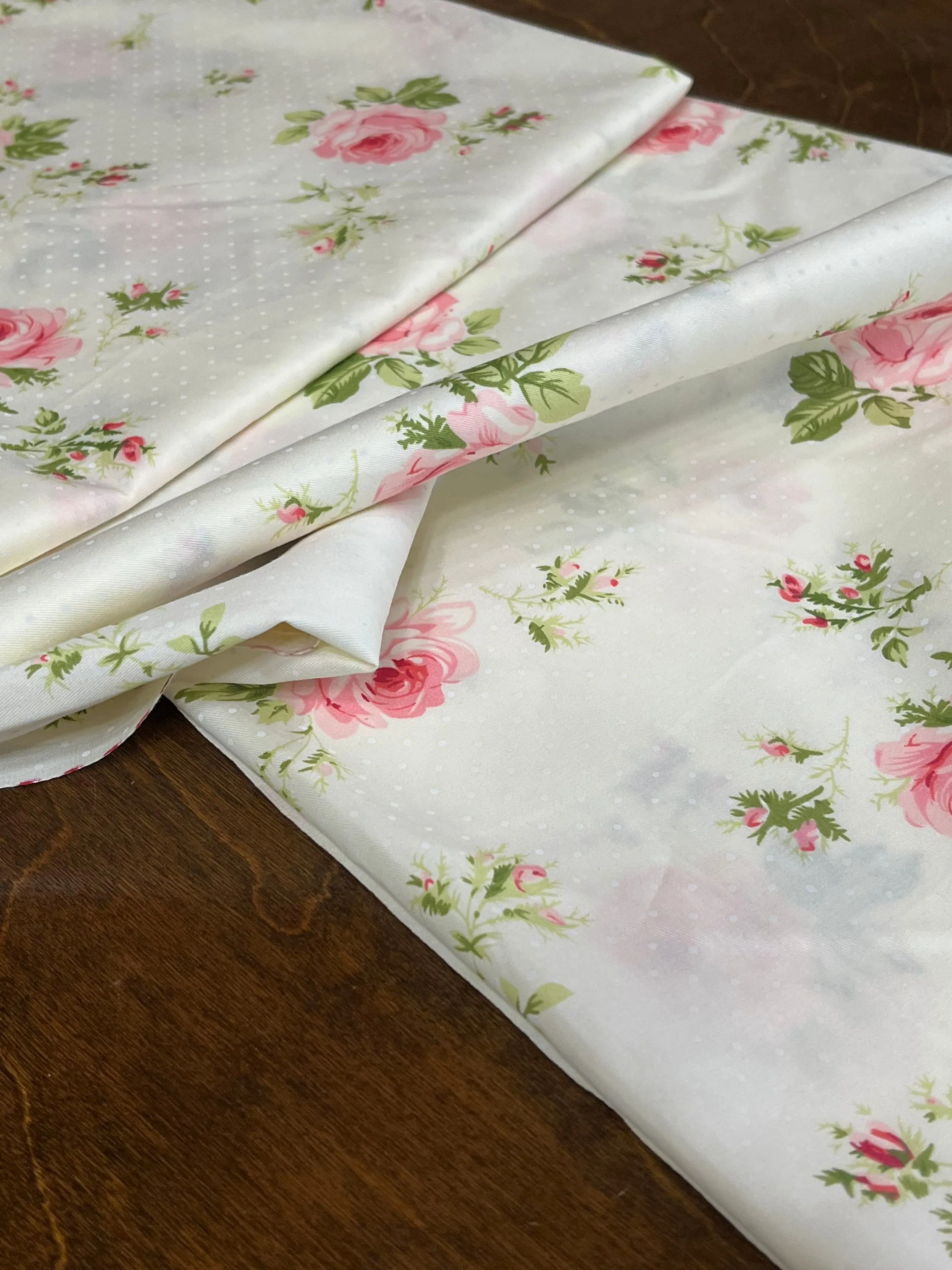 Romantic Victorian French Ivory Rose Cotton