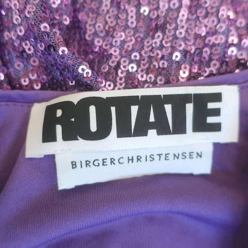 Rotate Birger Christensen Sirin Sequined Long Sleeve Midi Dress Purple Size US 6