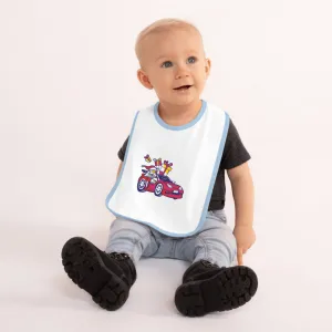 Santa Driving NSX RED - Embroidered Baby Bib