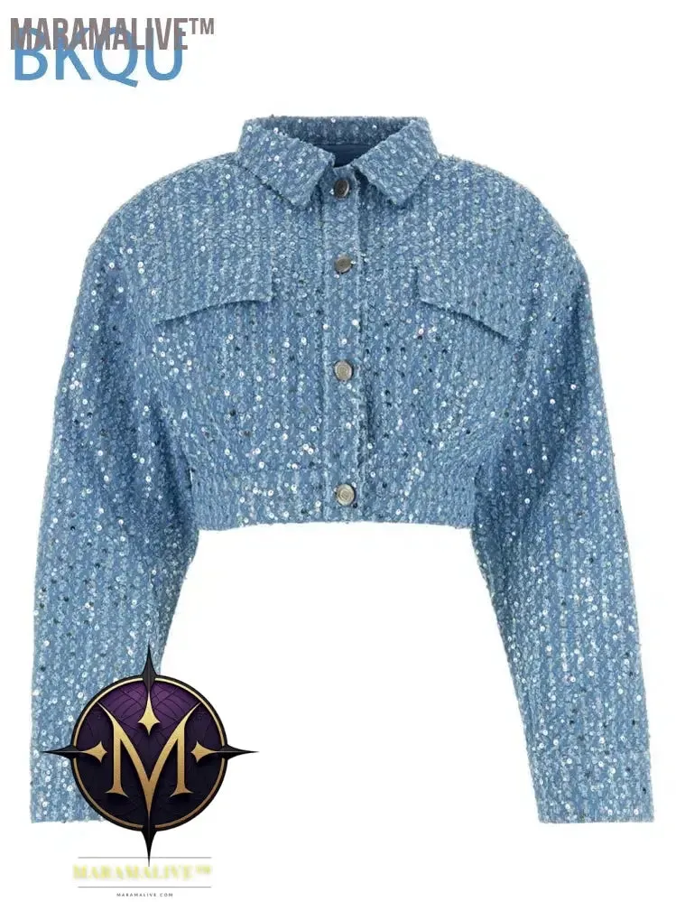 Sequins Denim Two Piece Pants Set Women Sexy Strapless Zipper Corset Tank Tops and Wide Leg Jeans Luxury Party Club Outfits