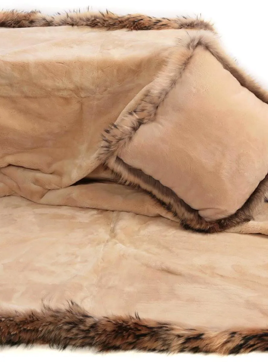 Sheared Beaver Fur Blanket with Crystal Fox Fur Trim