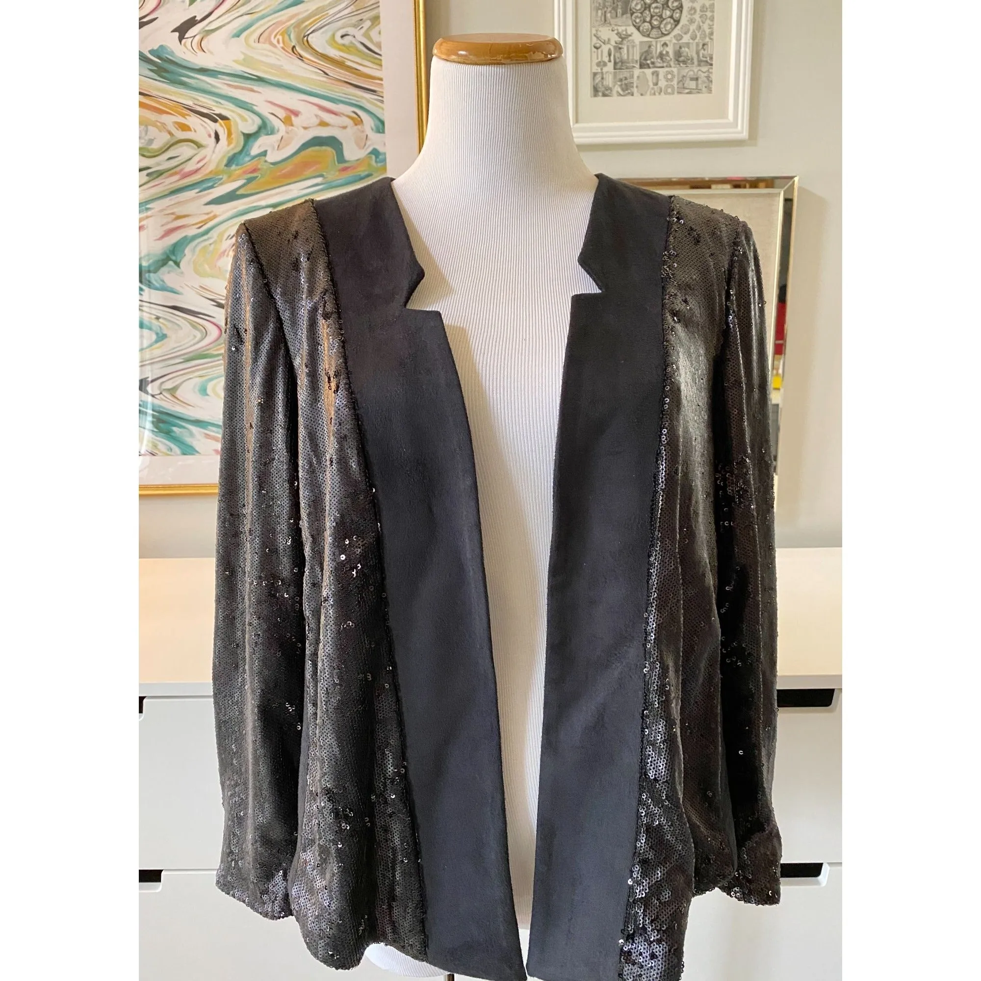 Shonda Black Ultra Suede Sequined Jacket