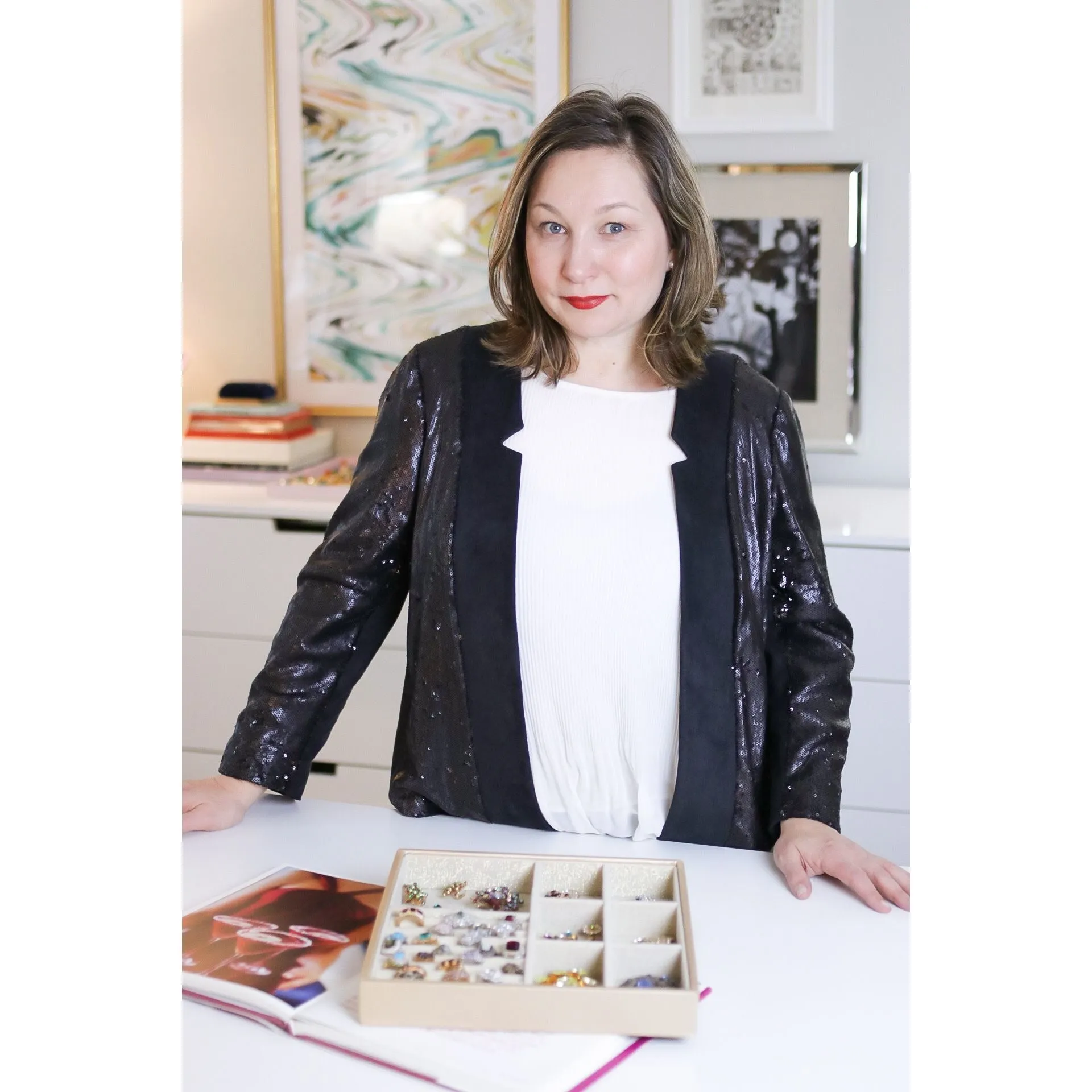 Shonda Black Ultra Suede Sequined Jacket