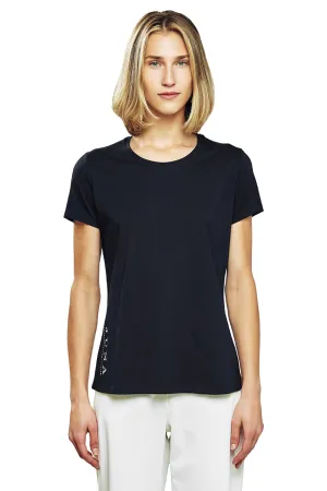Short Sleeve Cotton T-Shirt with Embroidered Face Silhouette