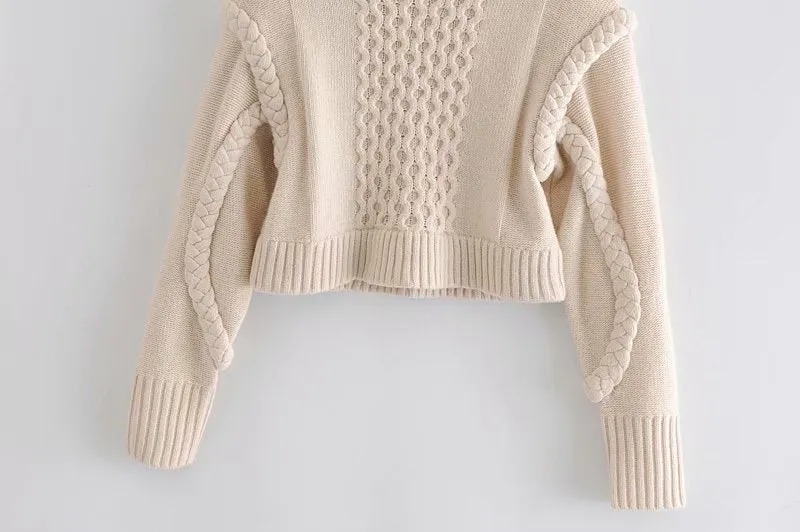 Shoulder Padded Geometry Tops Sweaters