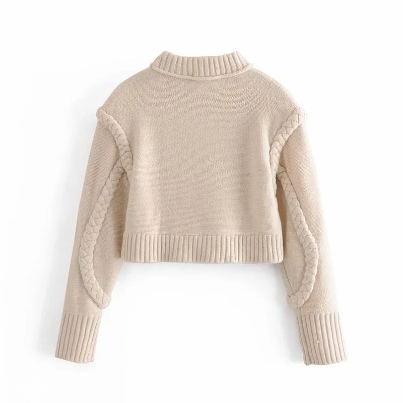 Shoulder Padded Geometry Tops Sweaters