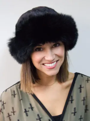 Small Mink Fur Hat with Fox Fur Trim