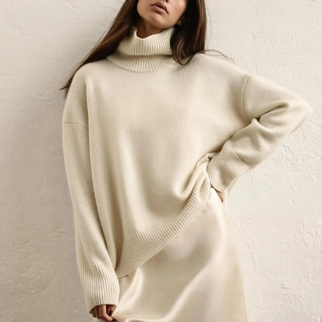 Splicing High Pile Collar Knit Sweater