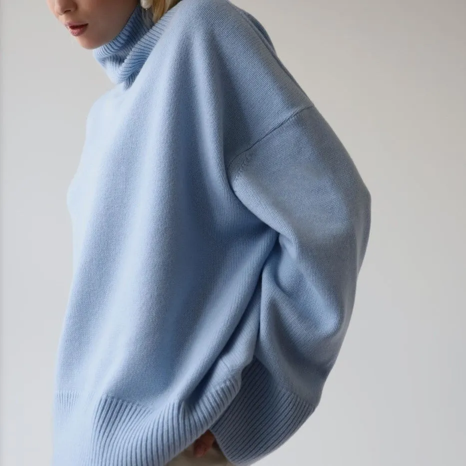 Splicing High Pile Collar Knit Sweater