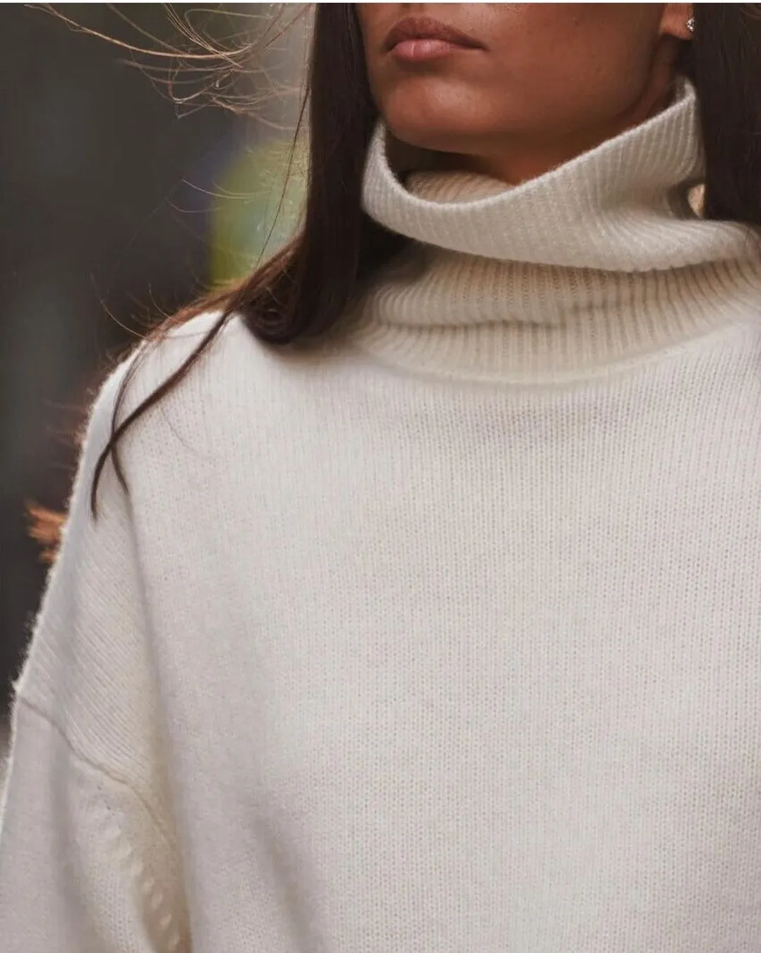 Splicing High Pile Collar Knit Sweater